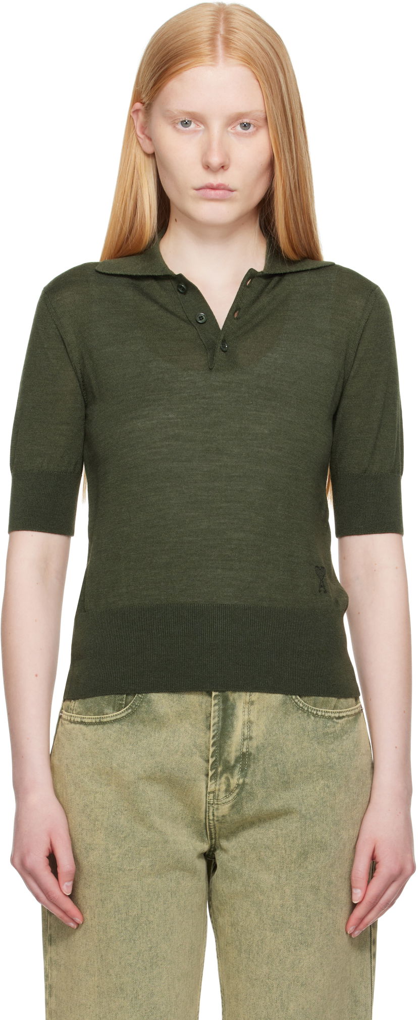 Poolopaita AMI AMI Paris Wool Polo Shirt Vihreä | FPL166.KN0066
