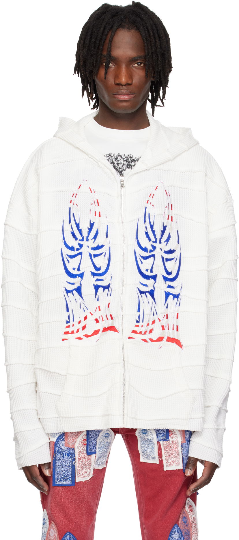 Huppari Who Decides War Who Decides War Winged Glory Wavelength Zip-Up Hoodie Valkoinen | 1110260001SS25
