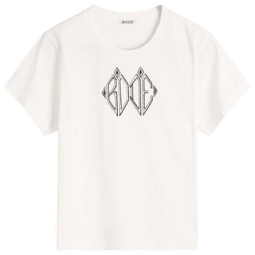 T-paita Bode Diamond Monogram T-Shirt Valkoinen | WRF25CS018-CREAM