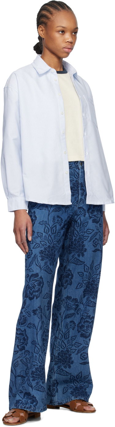 Jeans A.P.C. A.P.C. Elisabeth Floral-Print Wide-Leg Jeans Sininen | COHGQ-F09181, 3