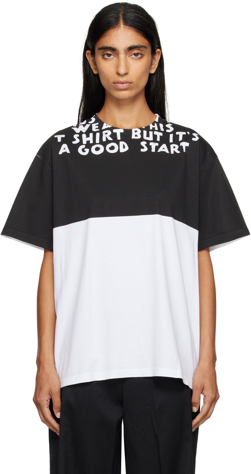 T-paita Maison Margiela MM6 Maison Margiela Two-Tone T-Shirt Valkoinen | SH2GC0033 M20048