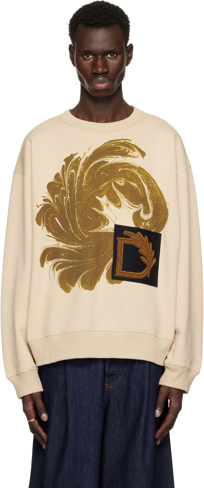 Huppari Dries Van Noten Dries Van Noten Appliqué Sweatshirt Beige | 251-021166-1610