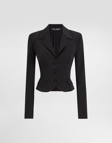 Takki Dolce & Gabbana Dolce & Gabbana Short Single-breasted Cady Jacket Musta | F27FBTFUUC7N0000, 0