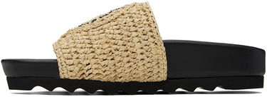 Tennarit ja kengät Stella McCartney Elyse Raffia Logo Slides Musta | 810387AFACL0, 2