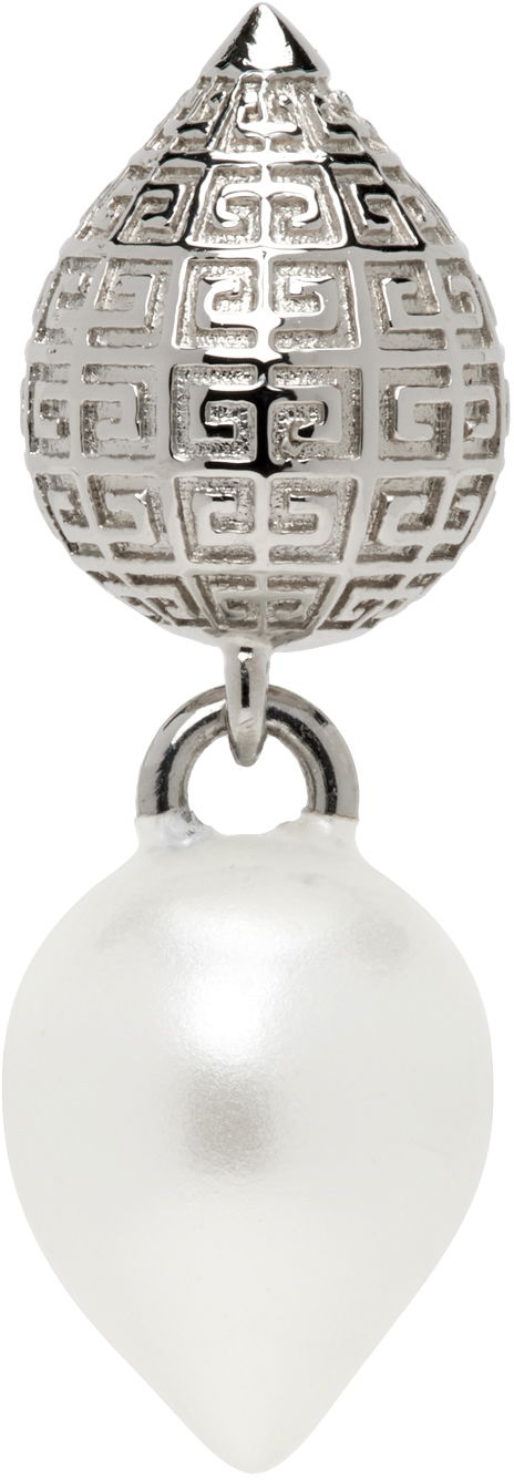 Korvakorut Givenchy Silver & White G Stud Single Earring Harmaa | BN105WF045132