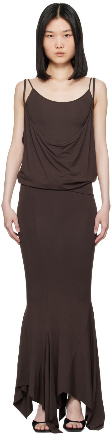 Mekko The Attico Attico Layered Midi Dress Ruskea | 247WCM121 J045, 0