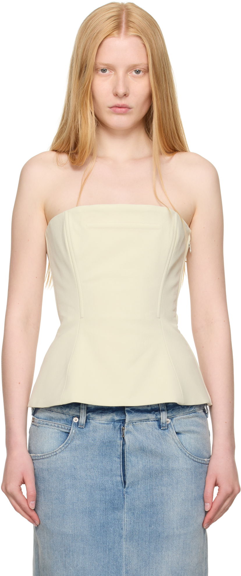 Crop top Jean Paul Gaultier Jean Paul Gaultier Exclusive Topstitching Corset Top Keltainen | 25/03-W-TO337-W002-79