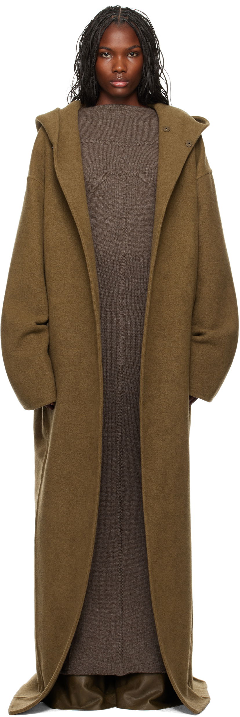 Takit Rick Owens Hooded Robe Long Coat Vihreä | RO02D3957 DDR