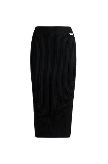 Hame BOSS Women's Irregular-Rib Crepe Midi Tube Skirt Musta | 50514292, 0