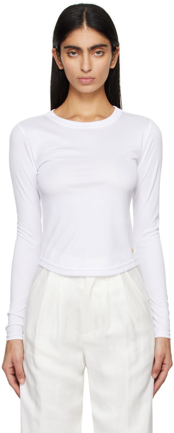 T-paita Anine Bing Jane Long Sleeve T-Shirt Valkoinen | A-08-4408-100