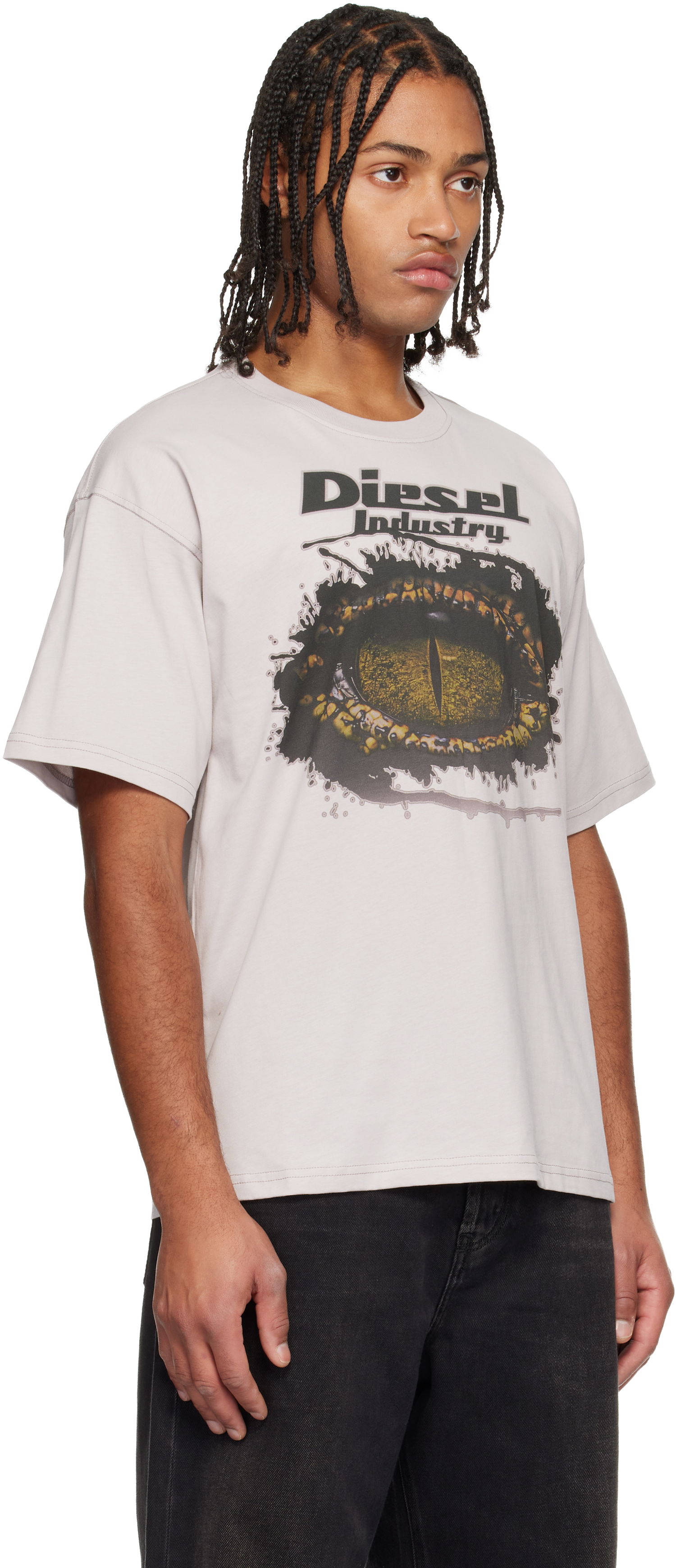T-paita Diesel Industry Graphic Crocodile Eye Relaxed Fit T-Shirt Harmaa | A19640-0PLAT-9CJ, 1