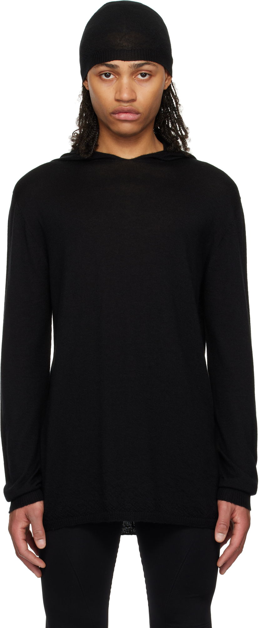 Huppari Rick Owens Rick Owens Hollywood Oversized Long Sleeve Hoodie Musta | RU01E5623 WS