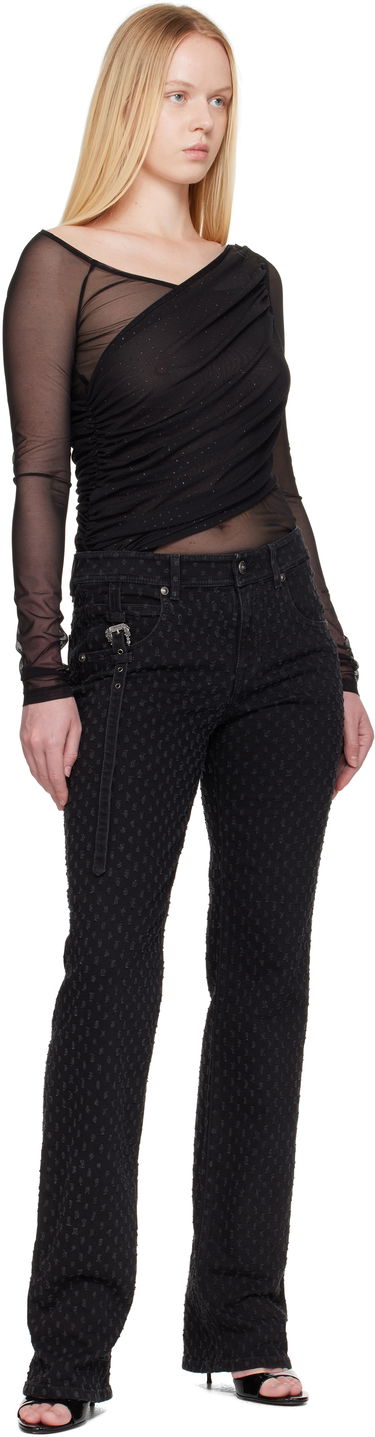 T-paita Versace Versace Jeans Couture 'STR' Tulle Glitter Long Sleeve Top Musta | E78HAH600_EJ0192, 4