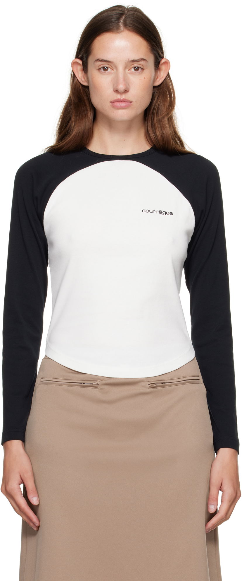 T-paita Courrèges Courrèges Circle Contrast Long Sleeve T-Shirt Valkoinen | 325JTS228JS0203