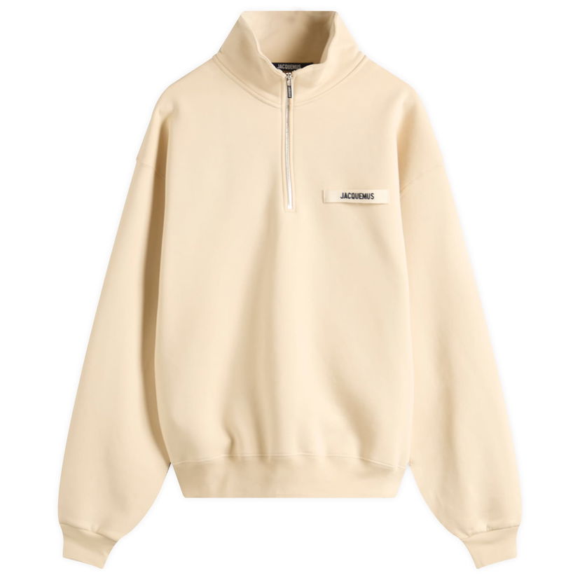 Huppari Jacquemus Jacquemus Grosgrain Zip Sweat, Size Large Beige | 25ESSM00313AJ00174-150