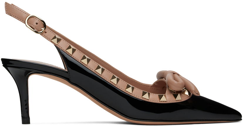 Tennarit ja kengät Valentino Garavani Black & Pink Rockstud Bow Slingback Heels Musta | 5W2S0IB8TZE