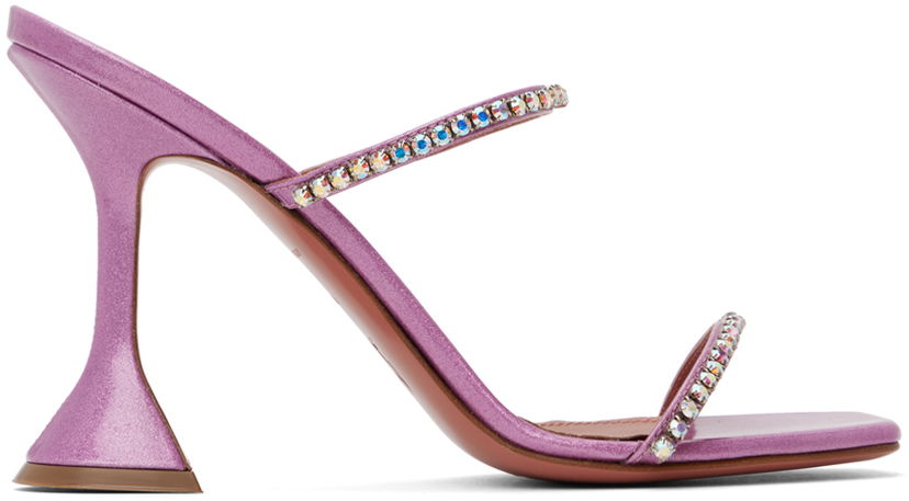 Kengänhoito Amina Muaddi Amina Muaddi Gilda Crystal-Embellished Heeled Sandals Violetti | GILDA SLIPPER CL GLITTER
