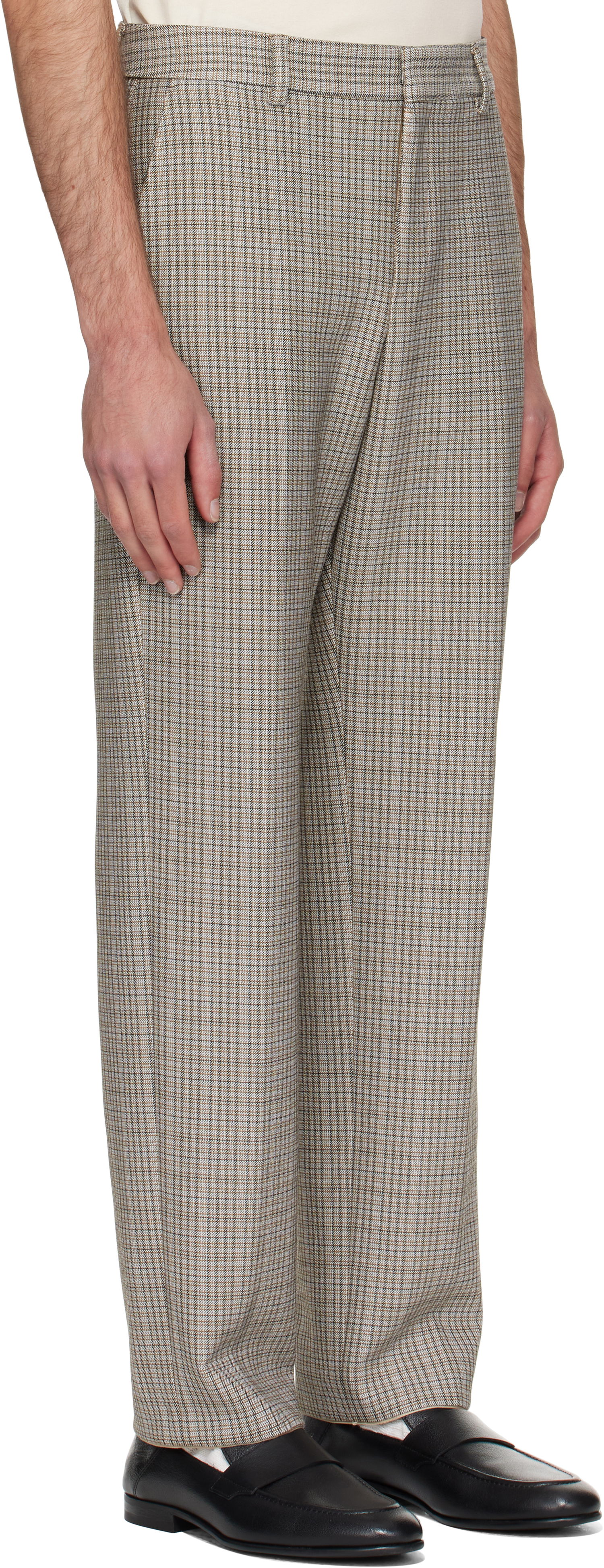 Housut BOSS BOSS Relaxed-Fit Checked Stretch Trousers Ruskea | 50546061, 1