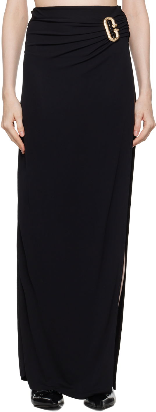 Hame Casablanca Black Draped Maxi Skirt Musta | WF24-SK-131-01