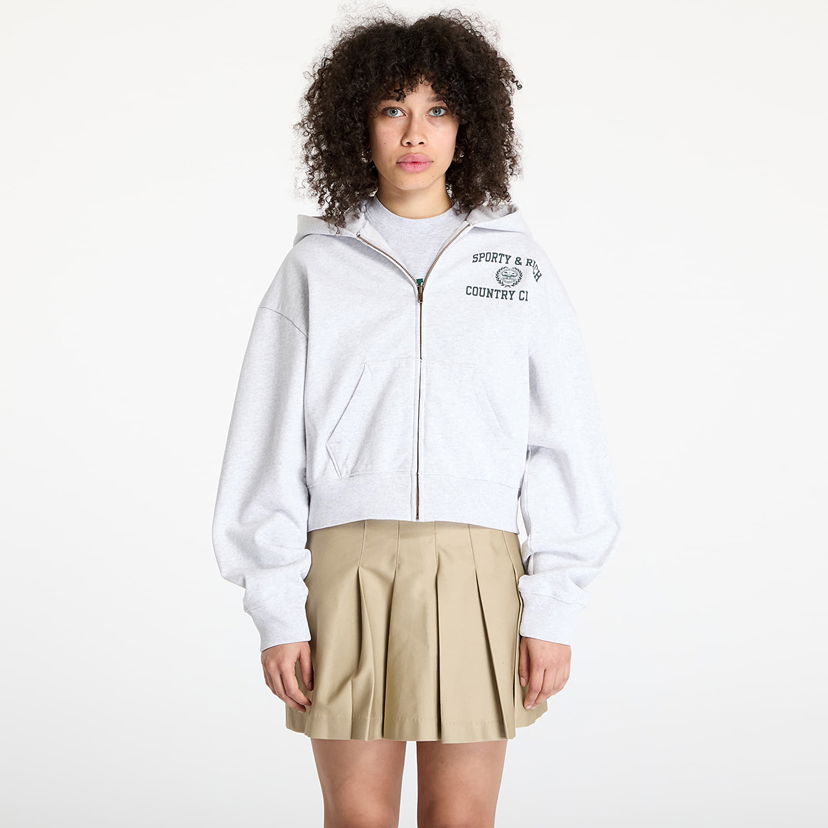 Huppari Sporty & Rich Sporty & Rich Varsity Crest Cropped Zip Hoodie Harmaa | ST068606218GY03