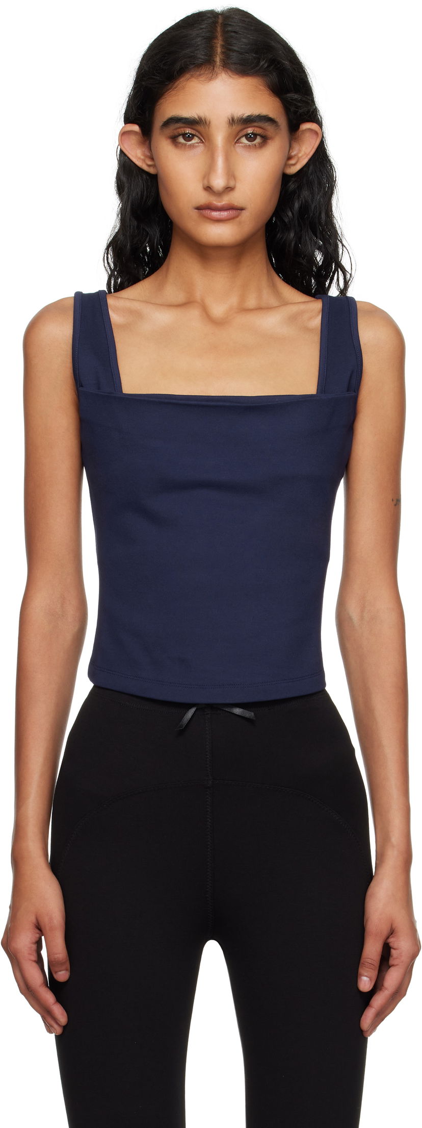 Tankkitoppi Miaou Miaou Luna Square Neck Tank Top Tummansininen | 7110PONNVY