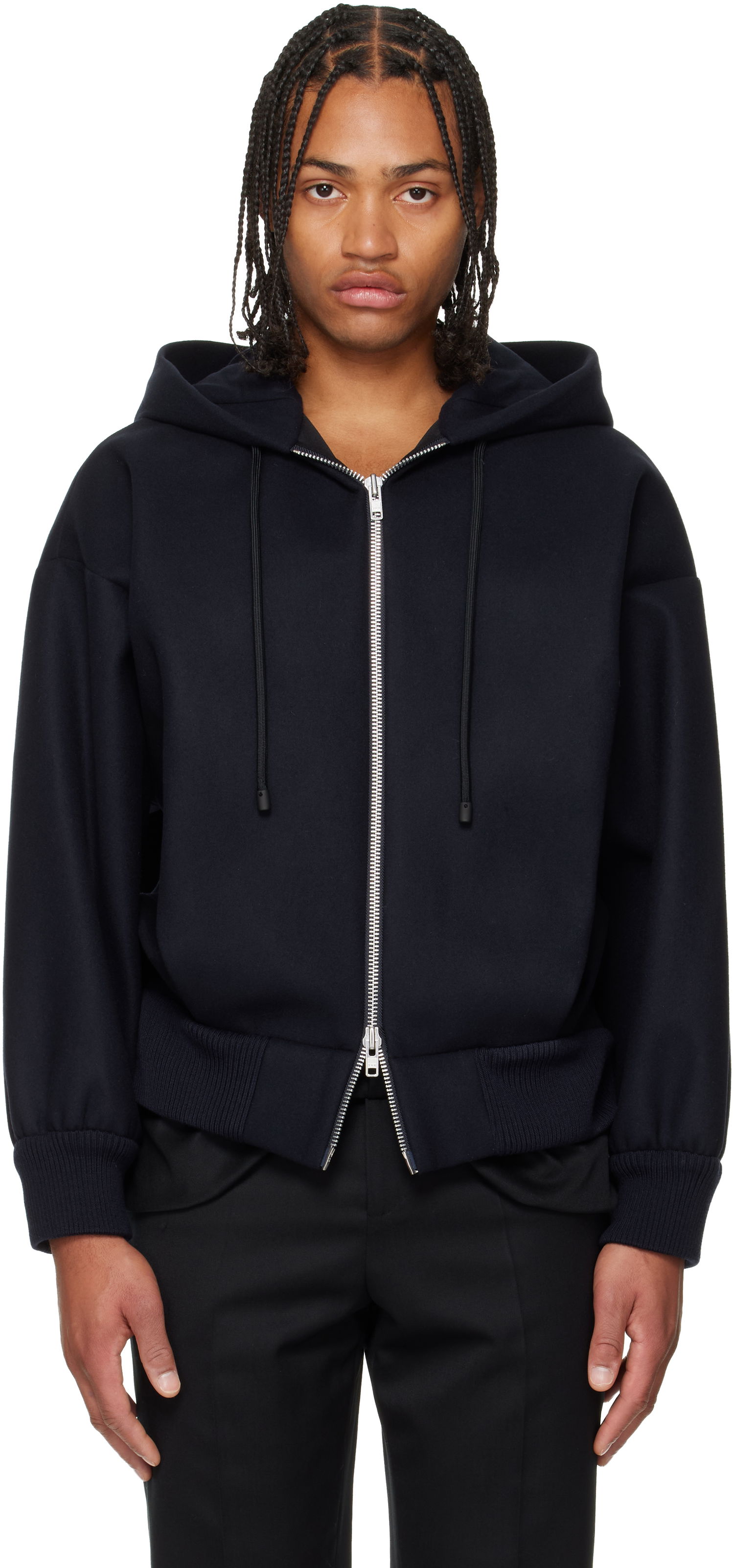 Bomber-takki Simone Rocha Simone Rocha Hooded Zip Bomber Jacket Tummansininen | 6145B 1265, 0