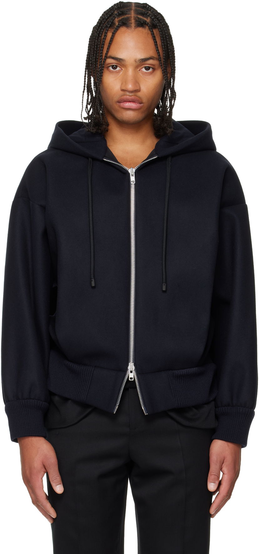 Bomber-takki Simone Rocha Simone Rocha Hooded Zip Bomber Jacket Tummansininen | 6145B 1265