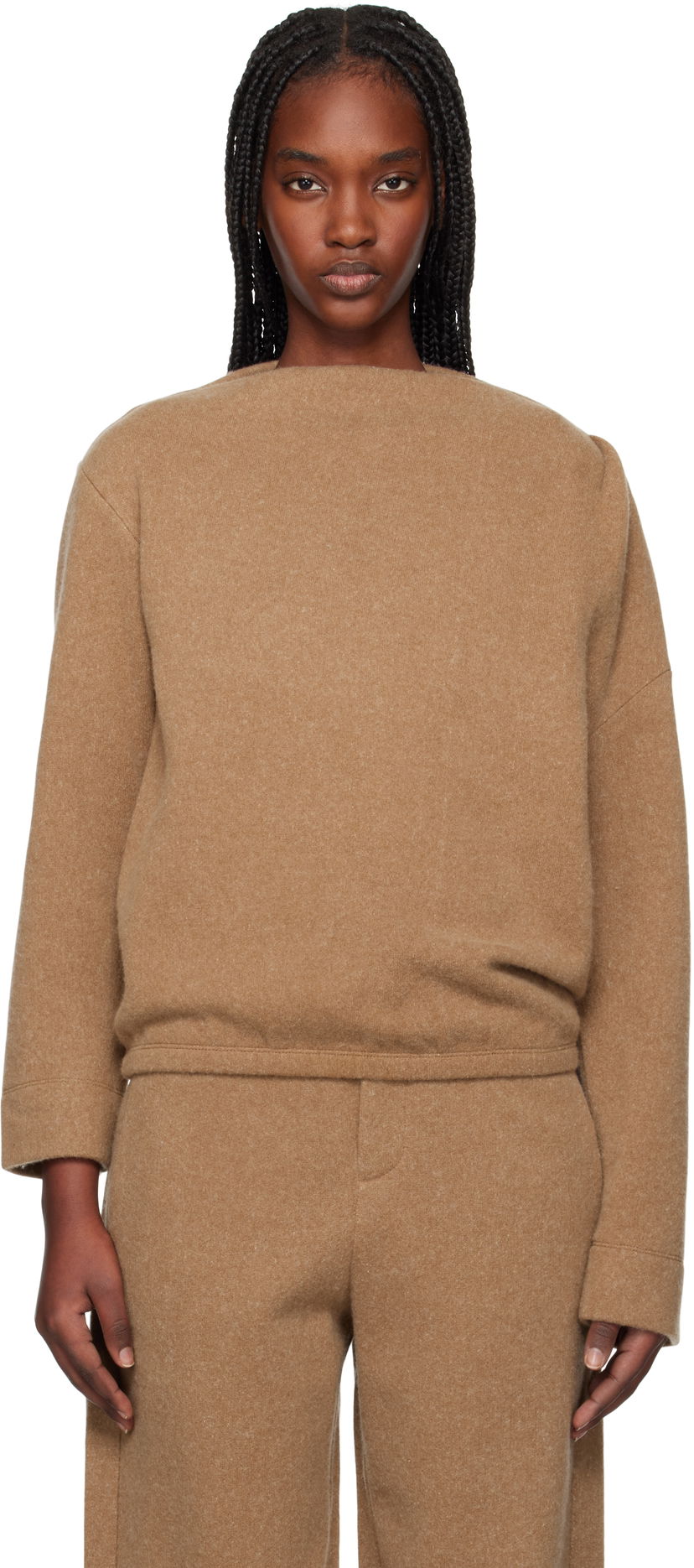 Villapaita Max Mara Max Mara Oxa Boat Neck Sweatshirt Ruskea | 2511921048600