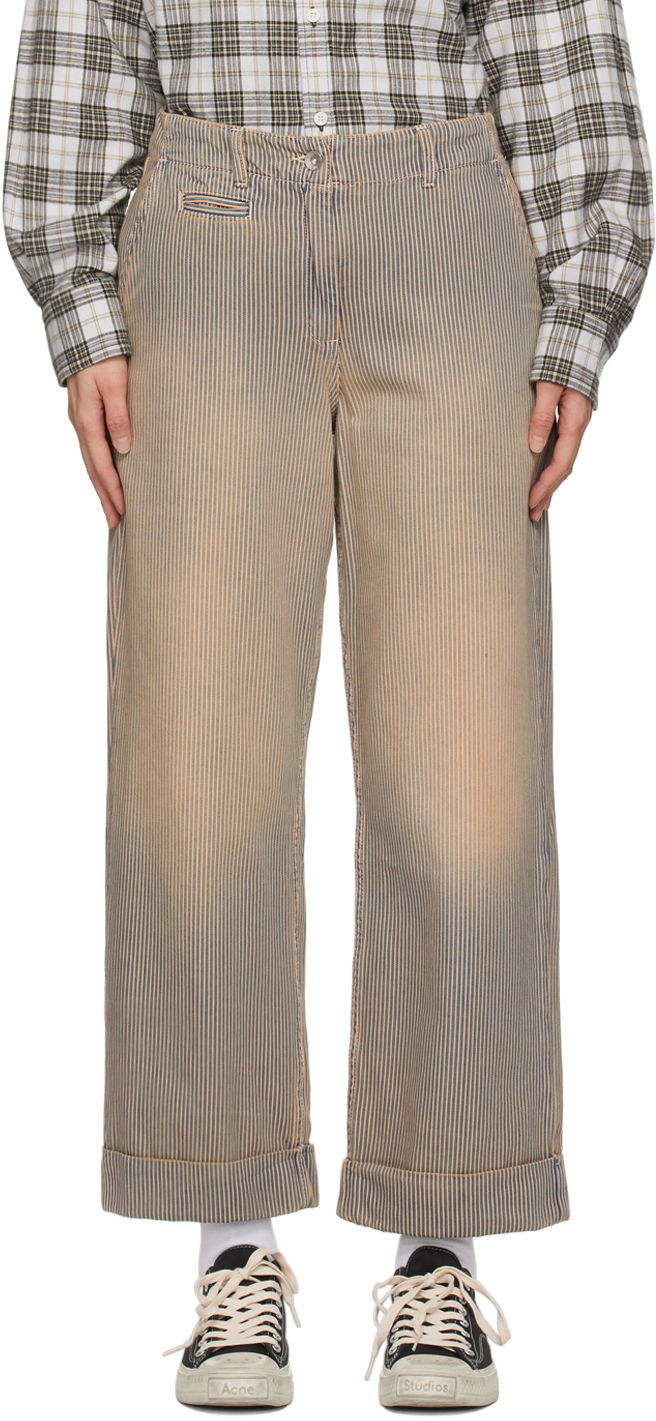 Housut YMC Striped Sailor Trousers Beige | Q4WAC