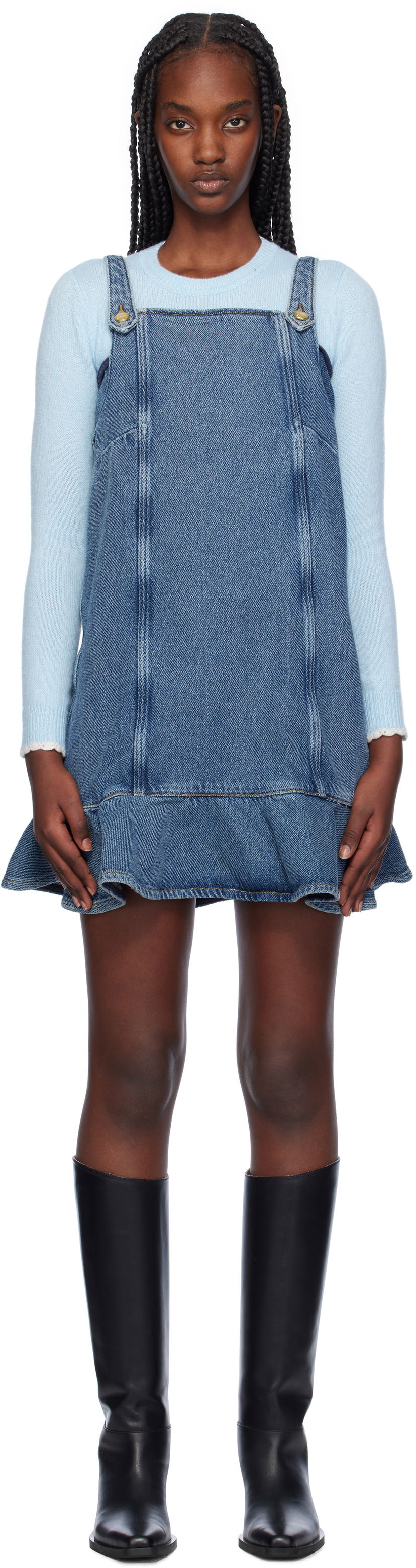 Mekko GANNI Paneled Denim Minidress Sininen | J1584