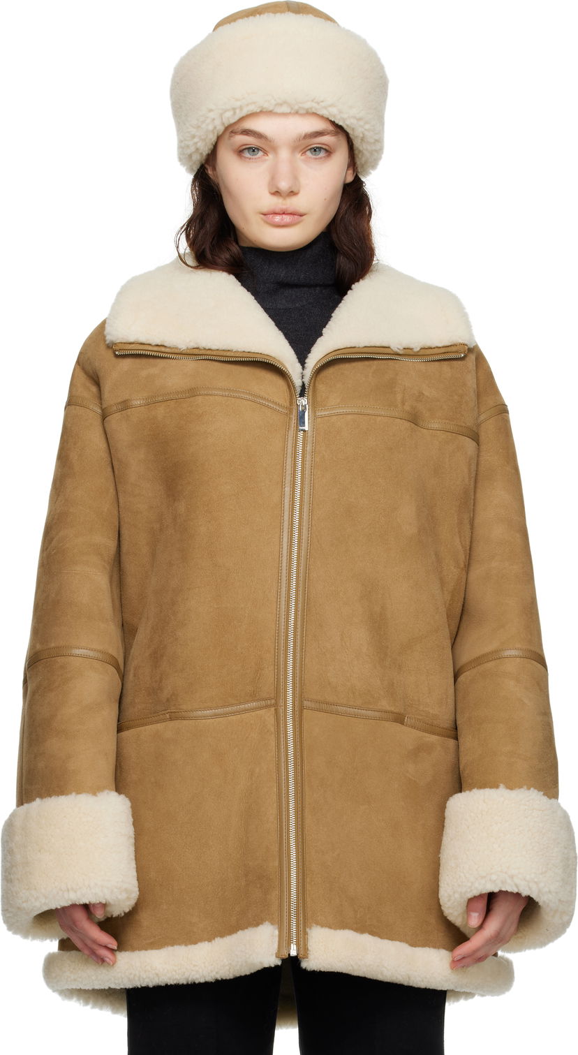 Puffer takki TOTEME TOTEME Signature Shearling Jacket Ruskea | 251-WRO876-LE0107