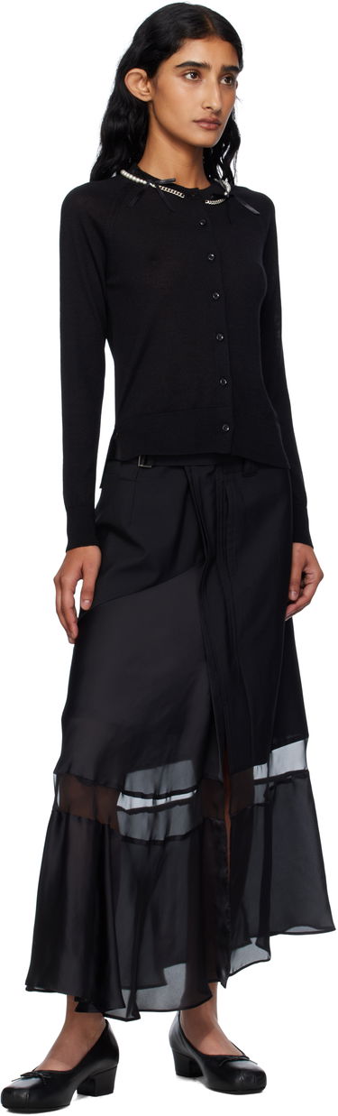 Villapaita Simone Rocha Simone Rocha Pearl & Chain Bow Cardigan Musta | KMK13B 0647, 3
