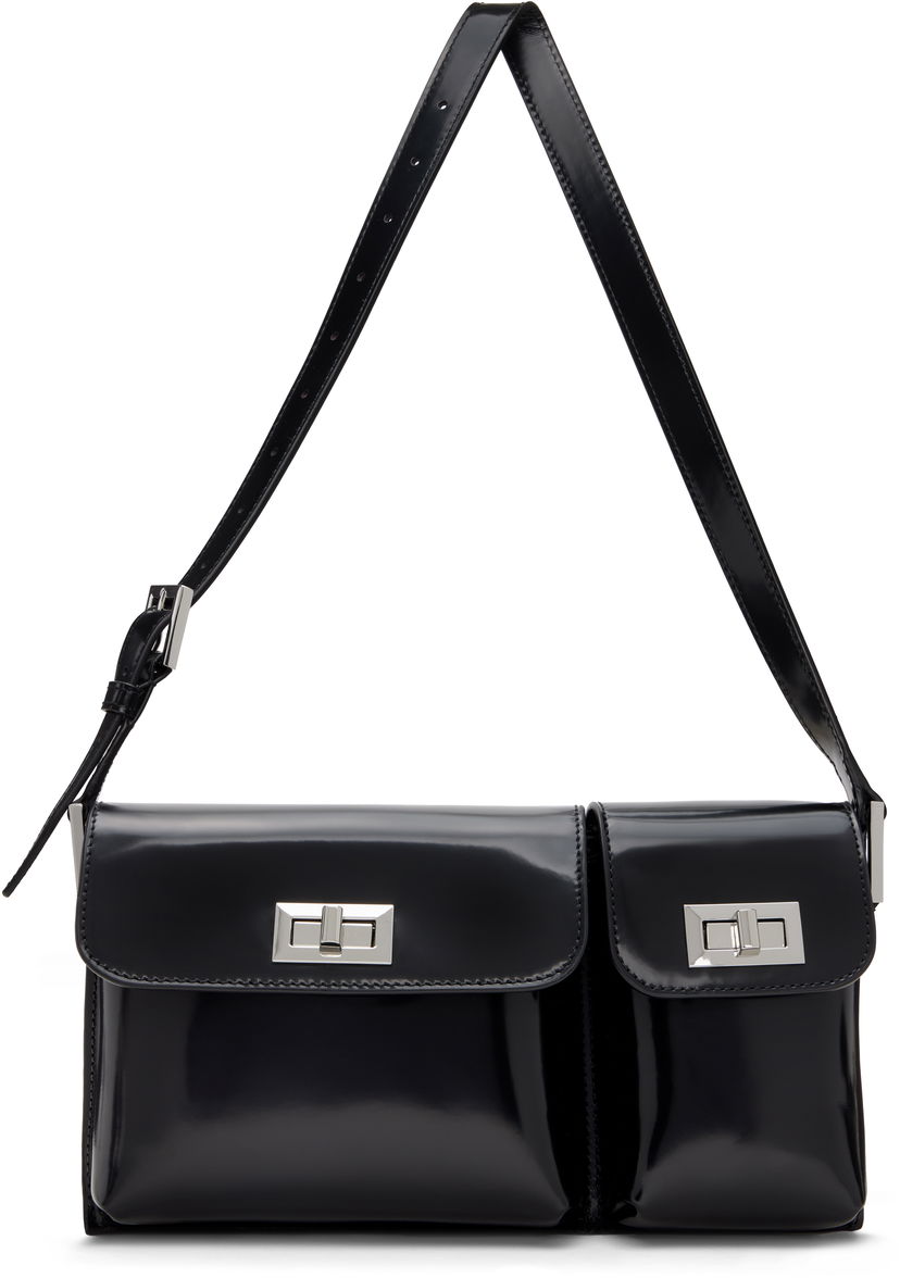 Olkalaukku BY FAR Semi Patent Leather Shoulder Bag Musta | 20SSBLYSBLWMED