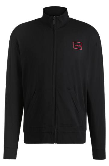 Verryttelypuku BOSS HUGO Relaxed-Fit Stretch Cotton Jacket with Frame Logo Musta | 50525245