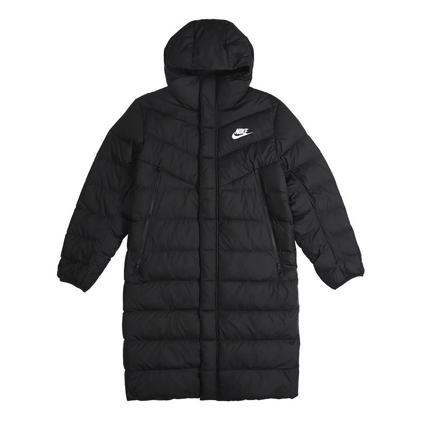 Puffer takki Nike Sportswear Windrunner Down Fill Long Hooded Jacket Musta | AA8854-010