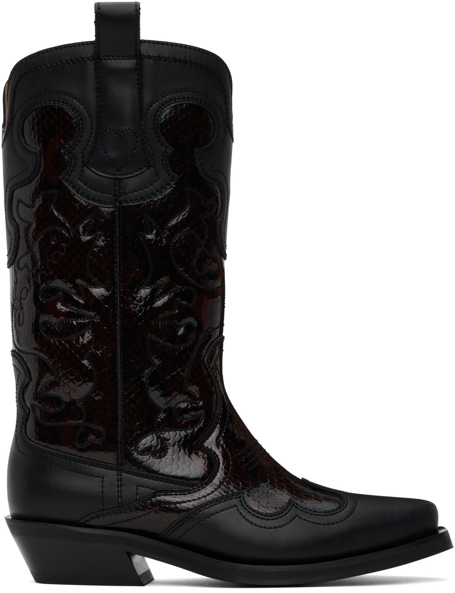 Vaatteet GANNI GANNI Mid Shaft Embroidered Western Boots Musta | S2857, 0
