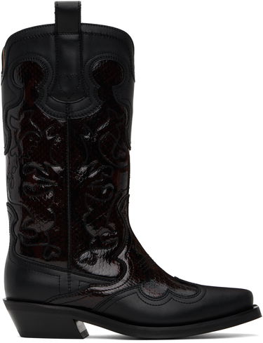 Vaatteet GANNI GANNI Mid Shaft Embroidered Western Boots Musta | S2857, 0