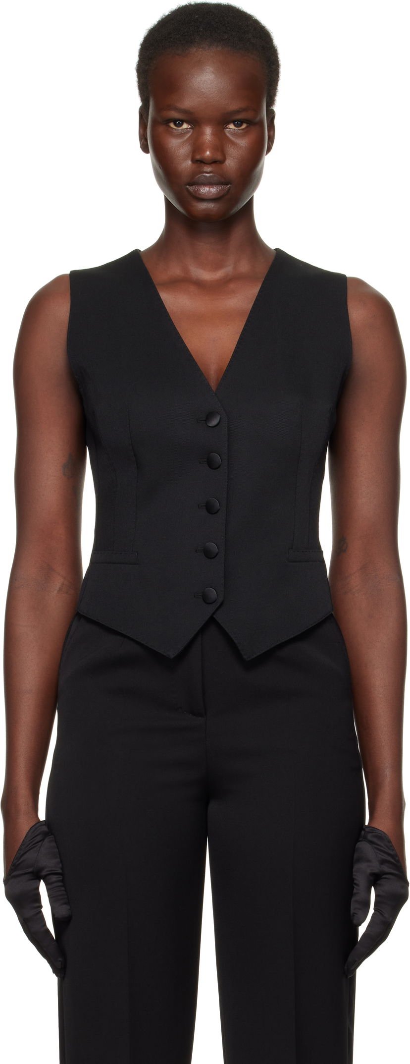 Liivi Dolce & Gabbana Gabardine Wool Vest Musta | F791MT FU28J
