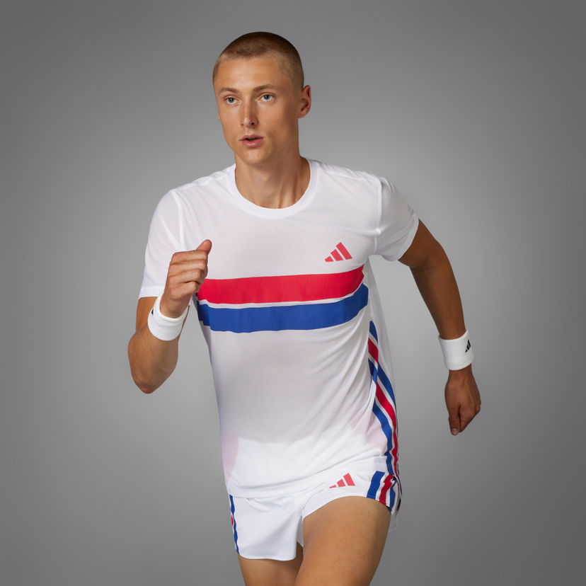 T-paita adidas Performance Adizero Retro Running T-Shirt Valkoinen | JD7315