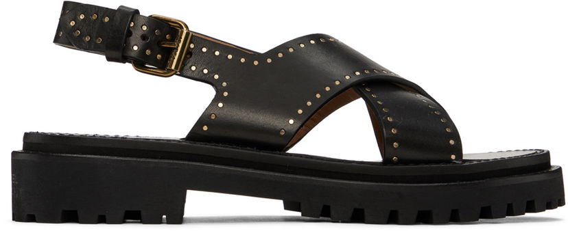 Kengänhoito ISABEL MARANT Isabel Marant Baem Studded Leather Platform Sandals Musta | 24PSD0127FA-B1B19S