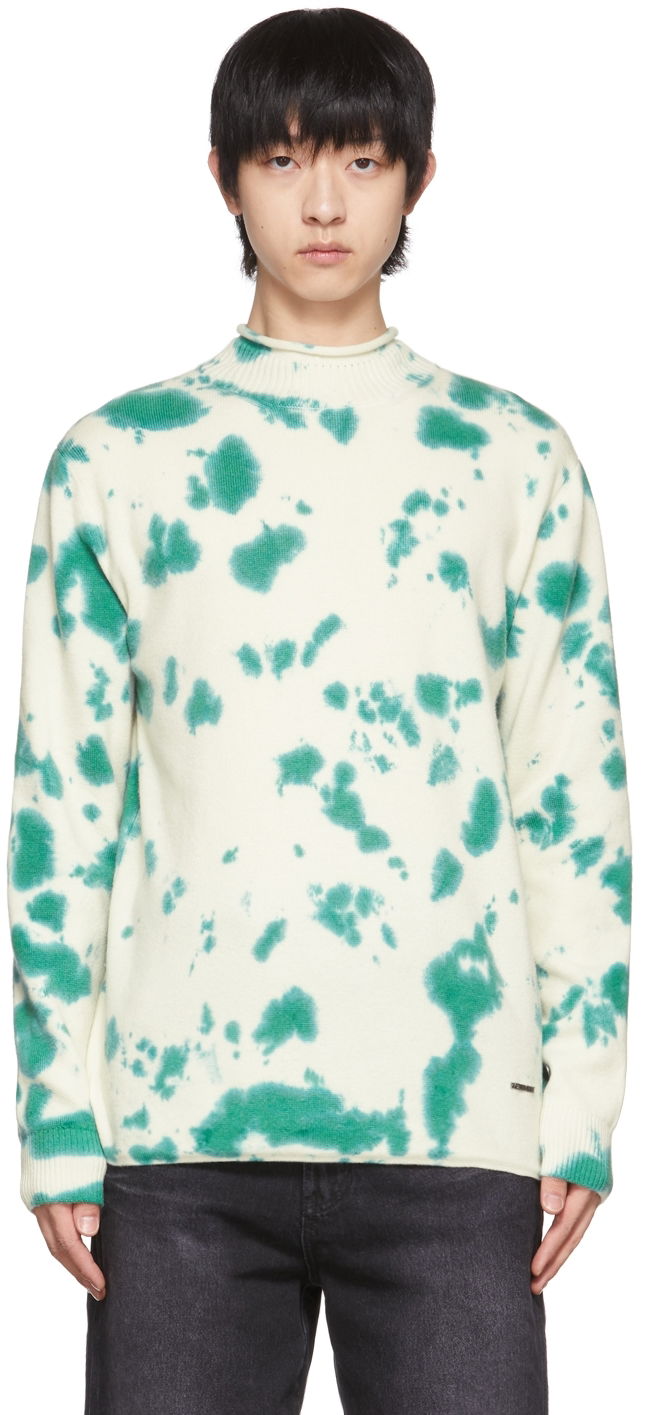 Villapaita We11done Tie-Dye Mock Neck Sweater Vihreä | WD-KT1-22-604-U-GR