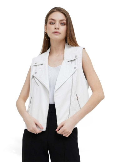 Liivi DKNY Sleeveless Vegan Leather Moto Vest Valkoinen | P3DT7547