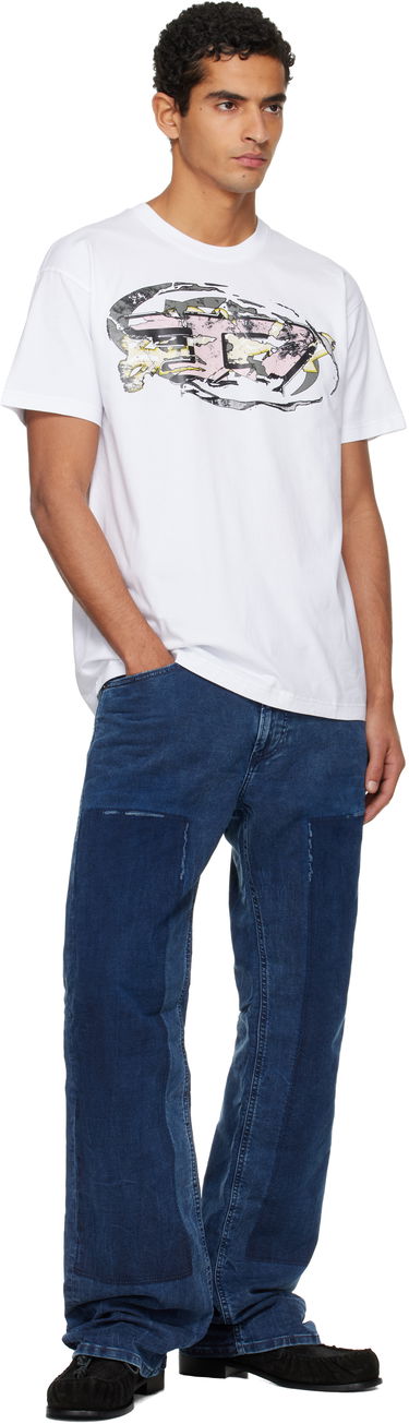 T-paita Diesel Short-Sleeve Crewneck Graphic Print T-shirt Valkoinen | A19571-0PLAT-100, 3