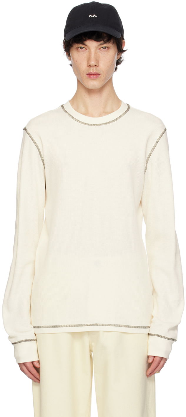 T-paita WOOD WOOD Emil Long Sleeve T-Shirt "Off-White" Valkoinen | 12345403-4004