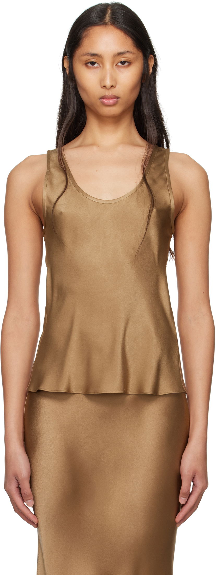 Tankkitoppi Anine Bing ANINE BING Lea Silk Tank Top Ruskea | A-07-0839-DKG22