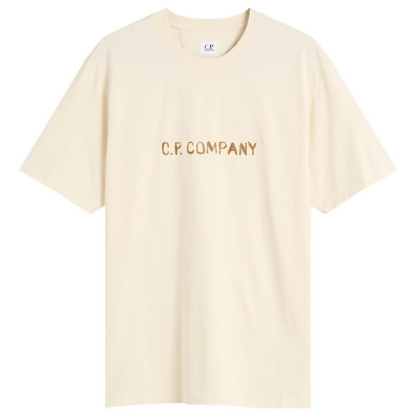 T-paita C.P. Company Text Logo T-Shirt Beige | 19CMTS108A-006586W-402