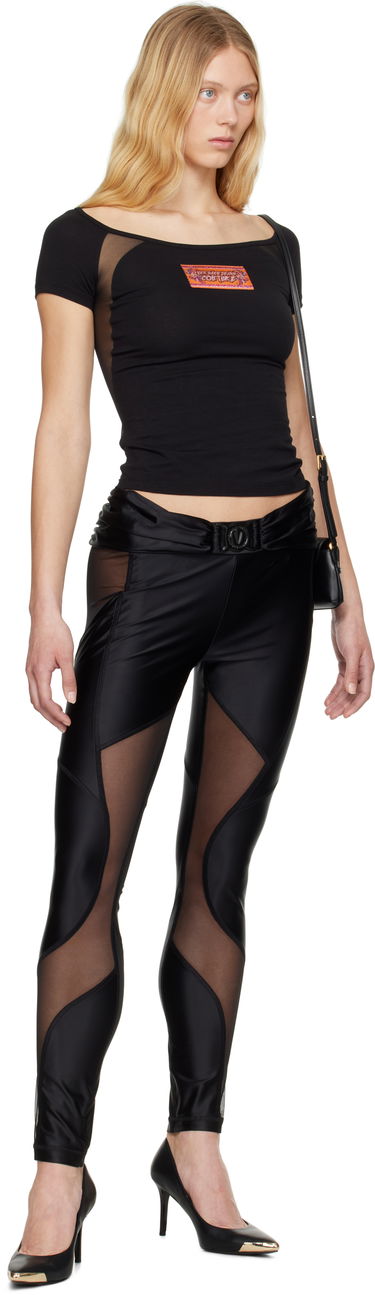Leggingsit Versace Versace Jeans Couture V-Emblem Sheer Panel Leggings Musta | E78HAC103_EJ0223, 3