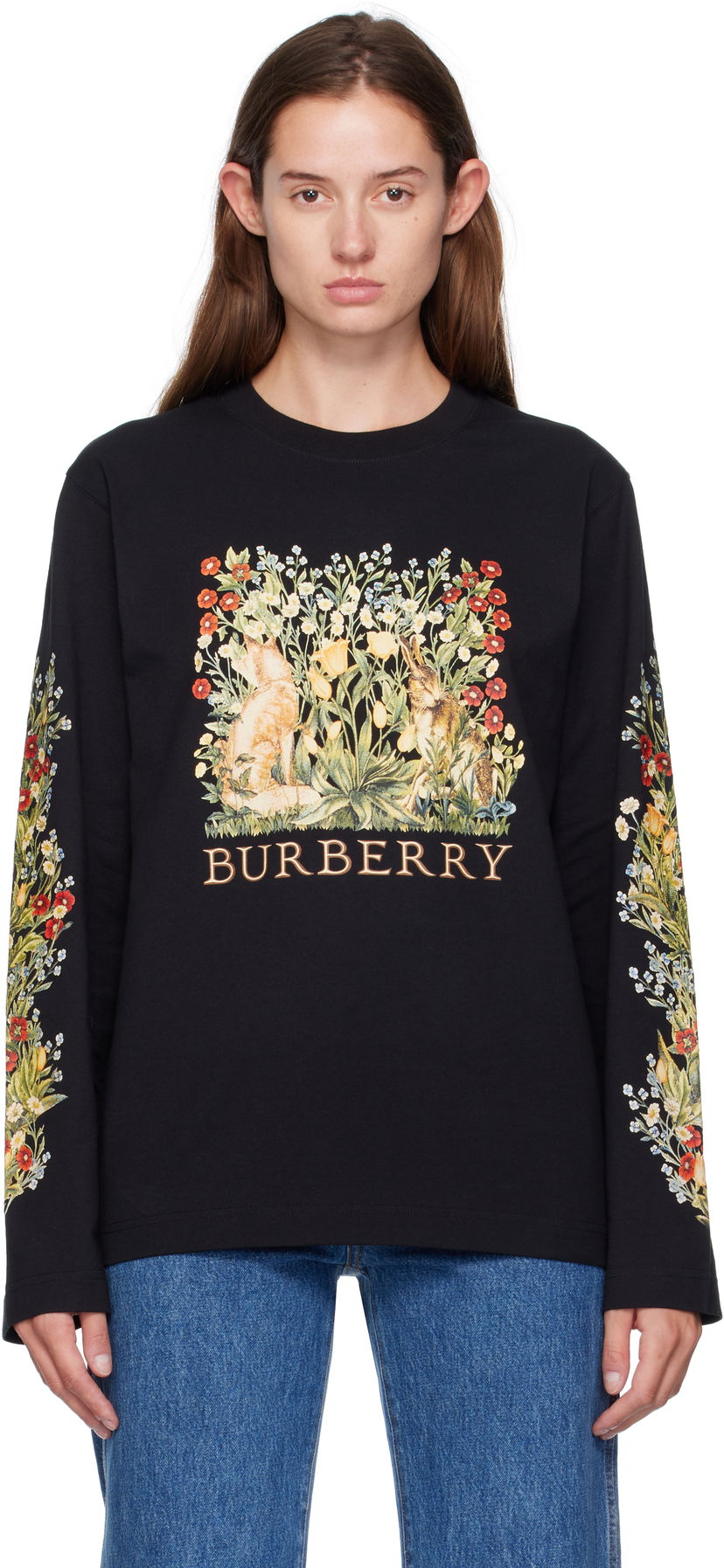 T-paita Burberry Burberry Forest Print Long-Sleeve T-Shirt Musta | 8115847