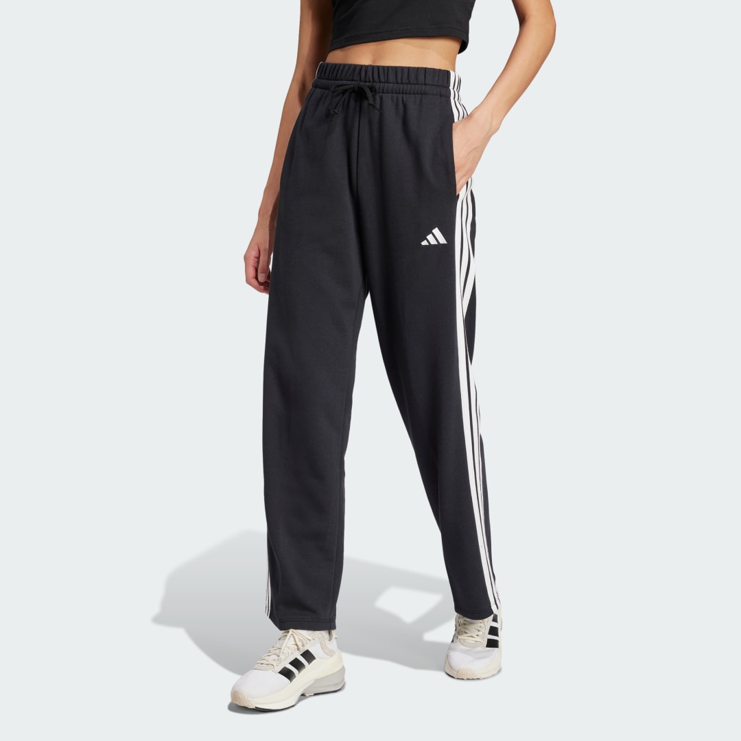 Verryttelyhousut adidas Performance Essentials 3-Stripes Open Hem French Terry Pants Musta | JW7182, 0