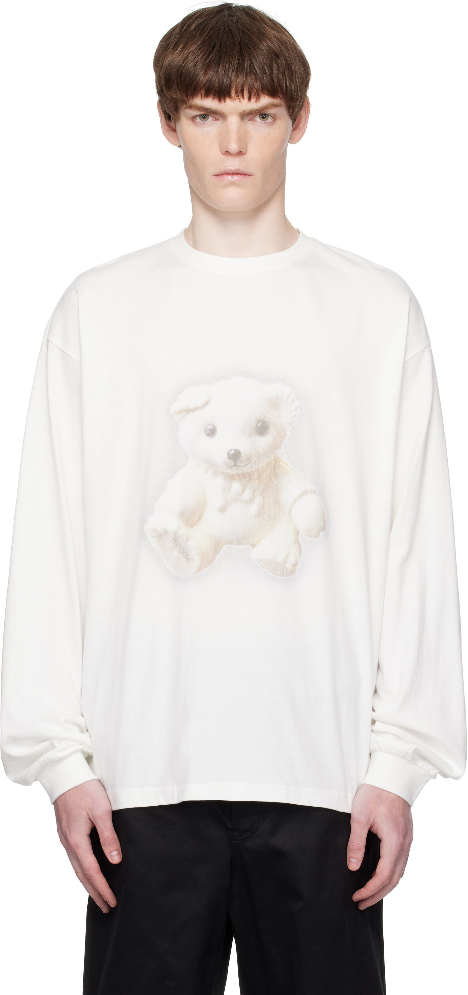 T-paita We11done We11done Glow Teddy Graphic Long Sleeve Tee Valkoinen | WD-TT2-25-775-U-WH, 0